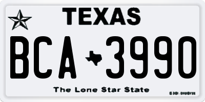 TX license plate BCA3990
