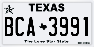 TX license plate BCA3991