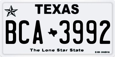 TX license plate BCA3992