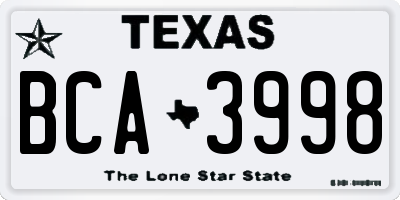 TX license plate BCA3998
