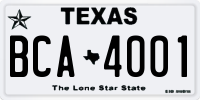 TX license plate BCA4001