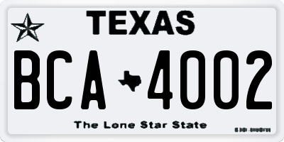 TX license plate BCA4002
