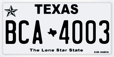 TX license plate BCA4003