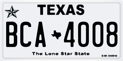 TX license plate BCA4008