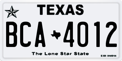 TX license plate BCA4012