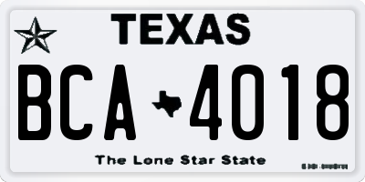 TX license plate BCA4018