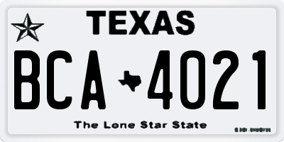 TX license plate BCA4021