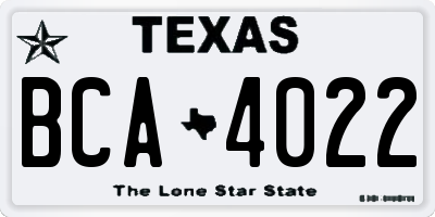 TX license plate BCA4022