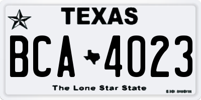 TX license plate BCA4023