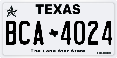 TX license plate BCA4024