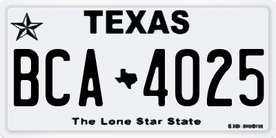 TX license plate BCA4025