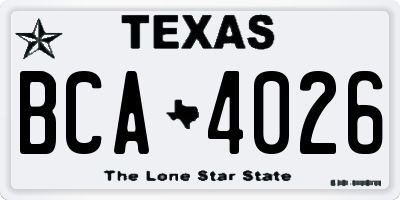 TX license plate BCA4026