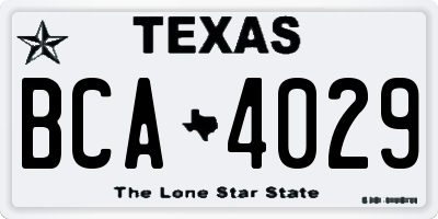 TX license plate BCA4029