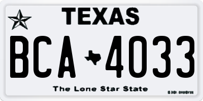 TX license plate BCA4033