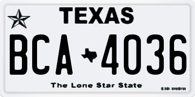 TX license plate BCA4036