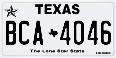 TX license plate BCA4046