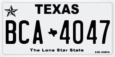 TX license plate BCA4047