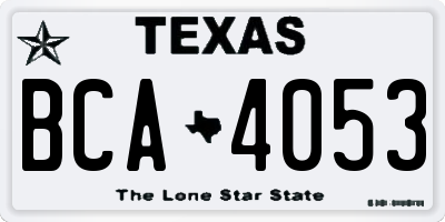 TX license plate BCA4053