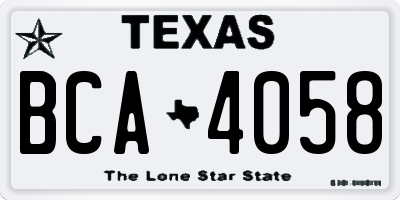 TX license plate BCA4058
