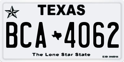 TX license plate BCA4062