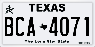 TX license plate BCA4071