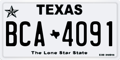 TX license plate BCA4091