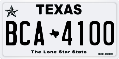 TX license plate BCA4100