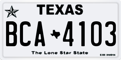 TX license plate BCA4103