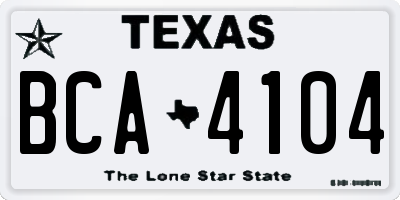TX license plate BCA4104