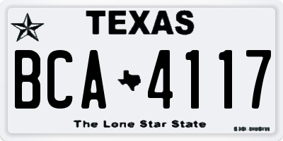 TX license plate BCA4117