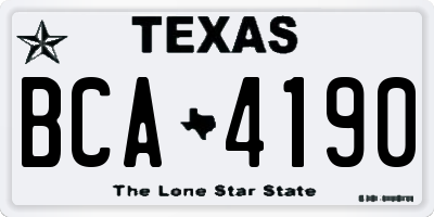TX license plate BCA4190