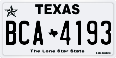 TX license plate BCA4193