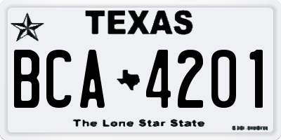 TX license plate BCA4201