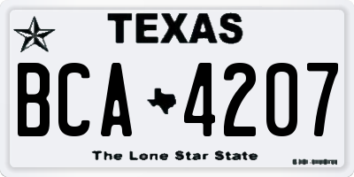 TX license plate BCA4207