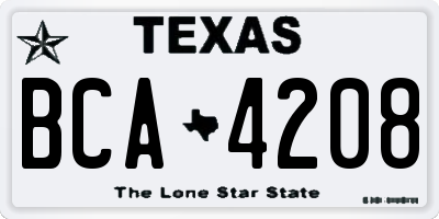 TX license plate BCA4208