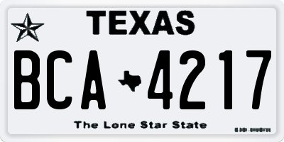 TX license plate BCA4217