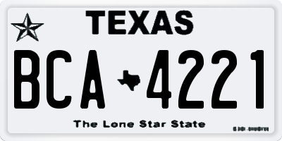 TX license plate BCA4221