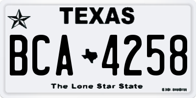TX license plate BCA4258