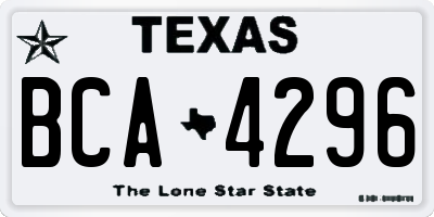 TX license plate BCA4296
