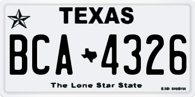 TX license plate BCA4326