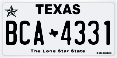 TX license plate BCA4331