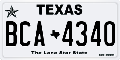 TX license plate BCA4340