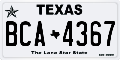 TX license plate BCA4367