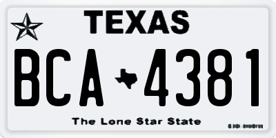 TX license plate BCA4381