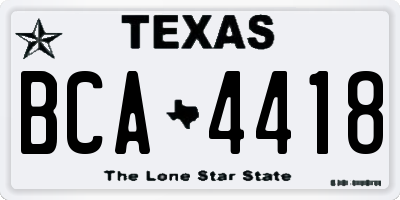 TX license plate BCA4418