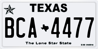 TX license plate BCA4477