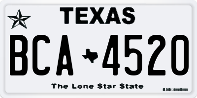 TX license plate BCA4520