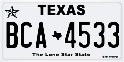 TX license plate BCA4533