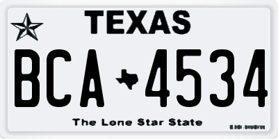 TX license plate BCA4534