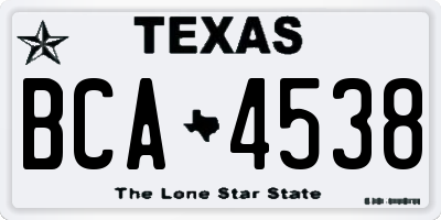 TX license plate BCA4538